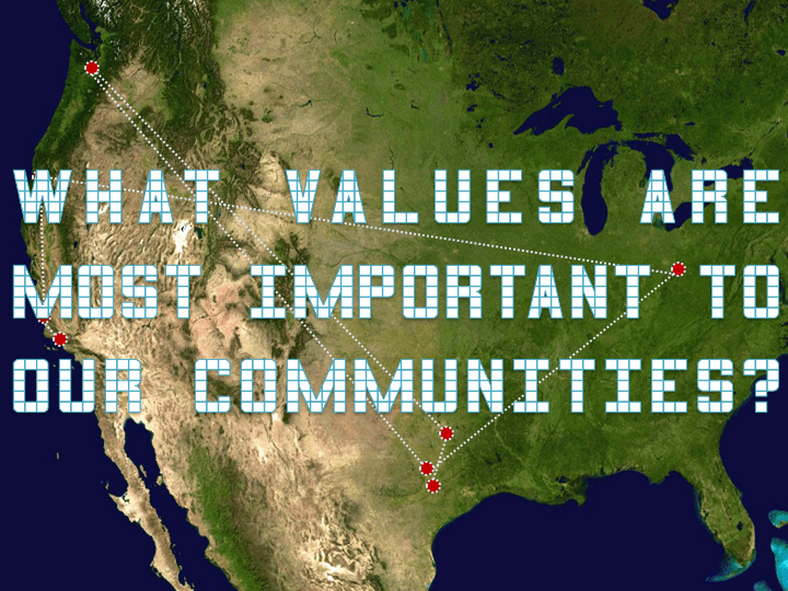 image of slide reading "what values are most important to our communities?"